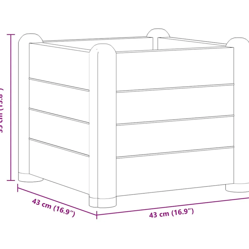 vidaXL Plantenbak verhoogd 43x43x35 cm PP steengrijs