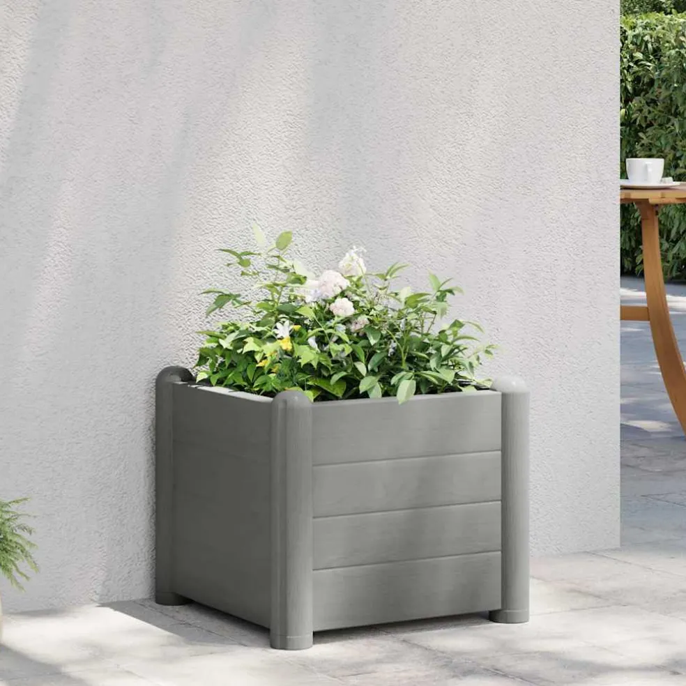 vidaXL Plantenbak verhoogd 43x43x35 cm PP steengrijs