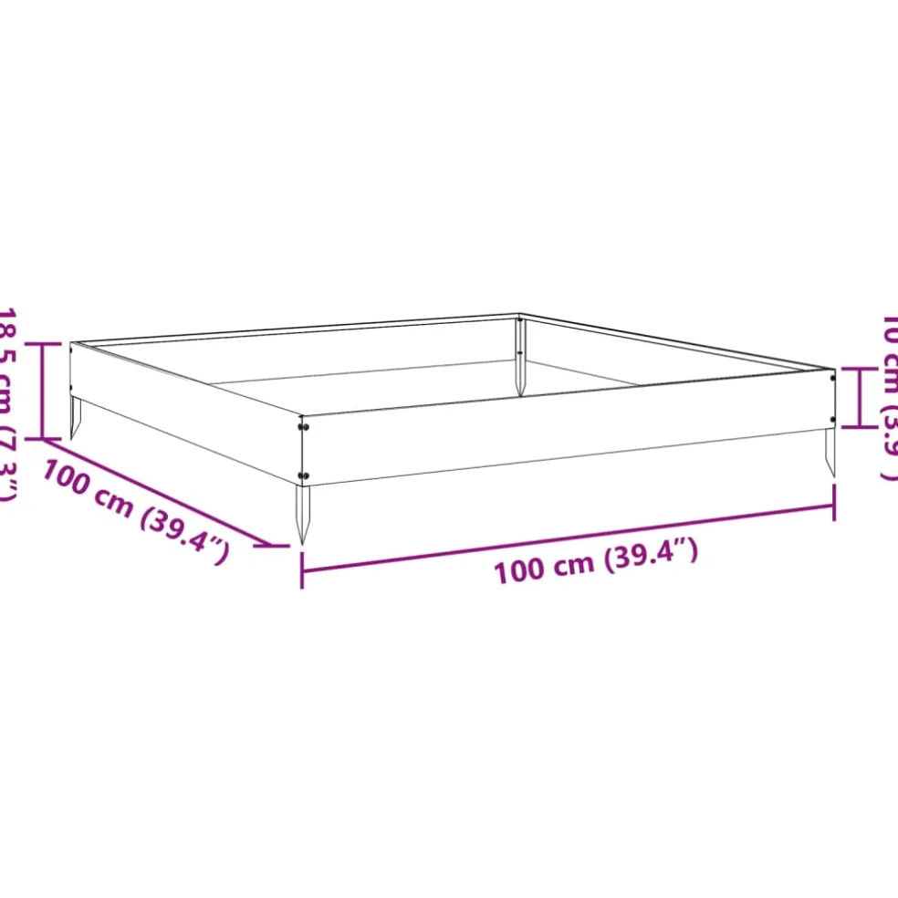 vidaXL Plantenbak verhoogd 100x100x18,5 cm roestvrijstaal