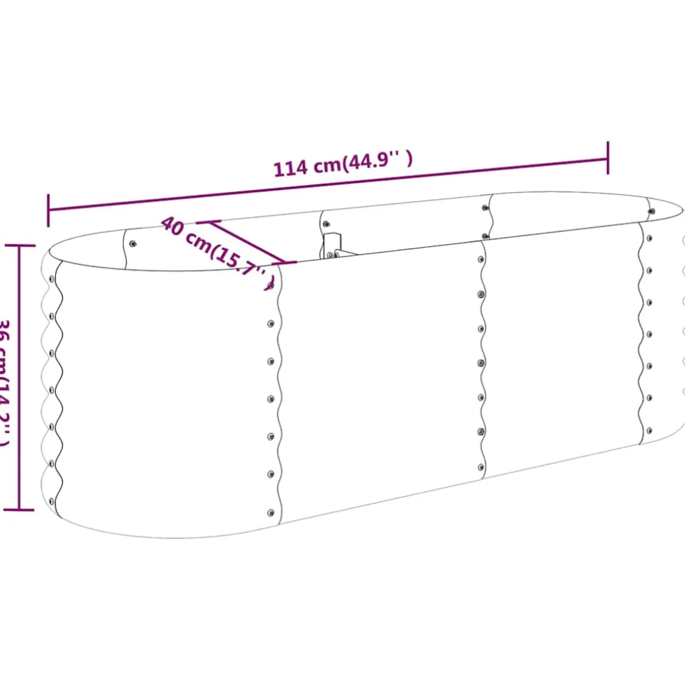 vidaXL Plantenbak 114x40x36 cm gegalvaniseerd staal zilverkleurig