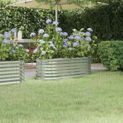 vidaXL Plantenbak 114x40x36 cm gegalvaniseerd staal zilverkleurig