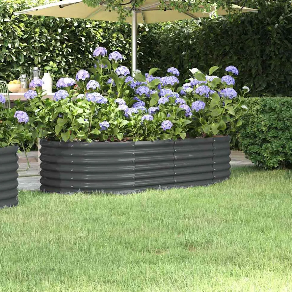 vidaXL Plantenbak 152x80x36 cm gegalvaniseerd staal antracietkleurig