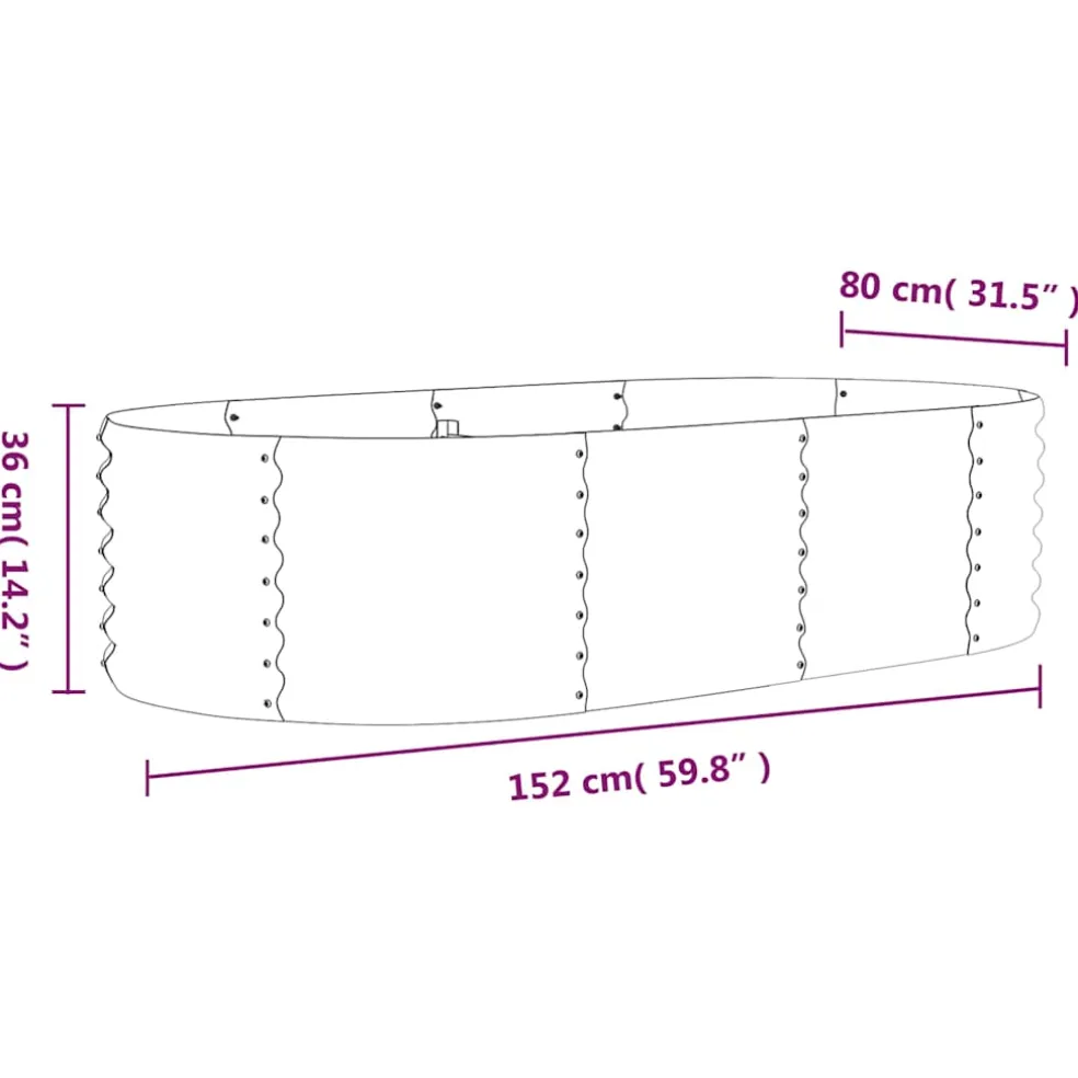 vidaXL Plantenbak 152x80x36 cm gegalvaniseerd staal bruin