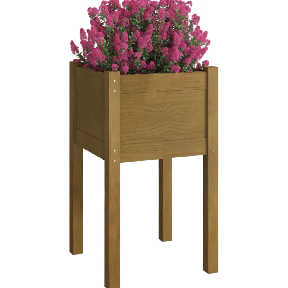 vidaXL Plantenbak 40x40x70 cm massief grenenhout honingbruin