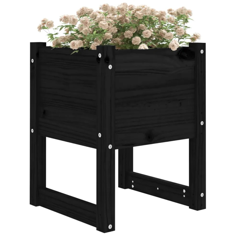 vidaXL Plantenbak 40x40x52,5 cm massief grenenhout zwart