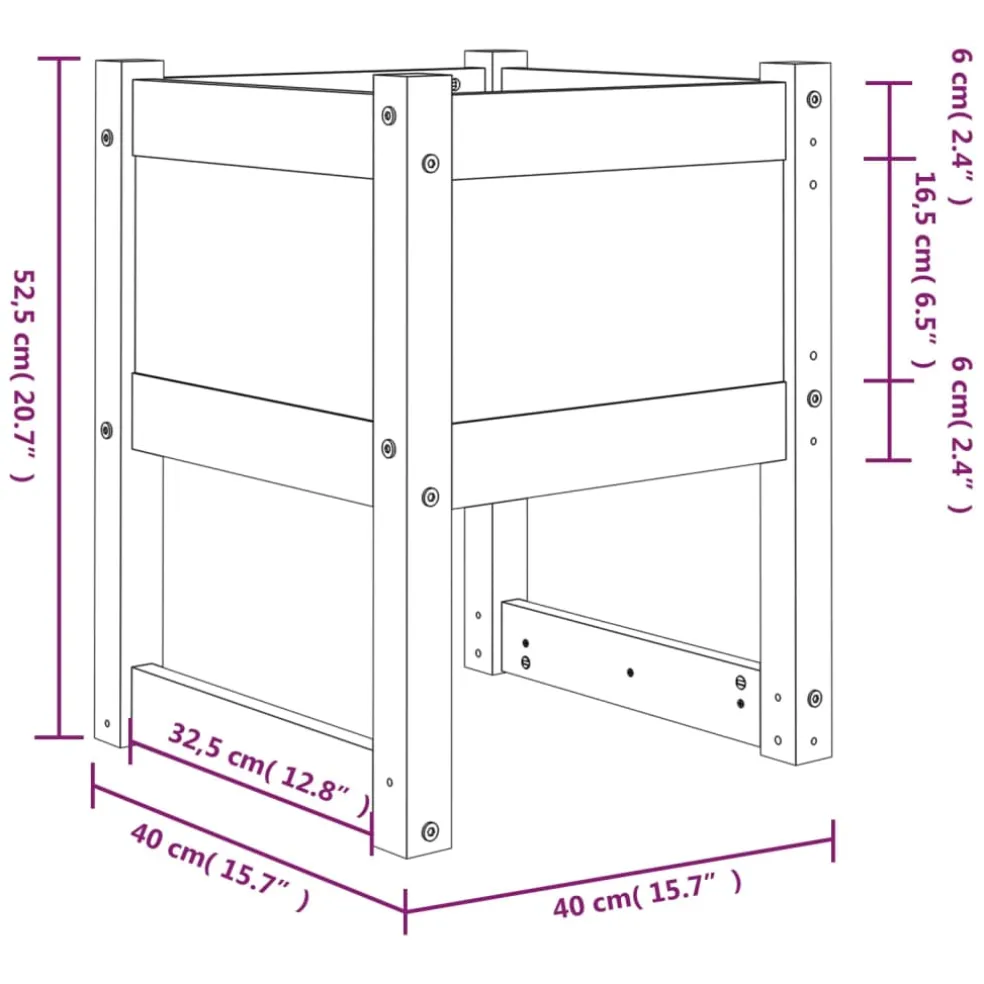 vidaXL Plantenbak 40x40x52,5 cm massief grenenhout zwart