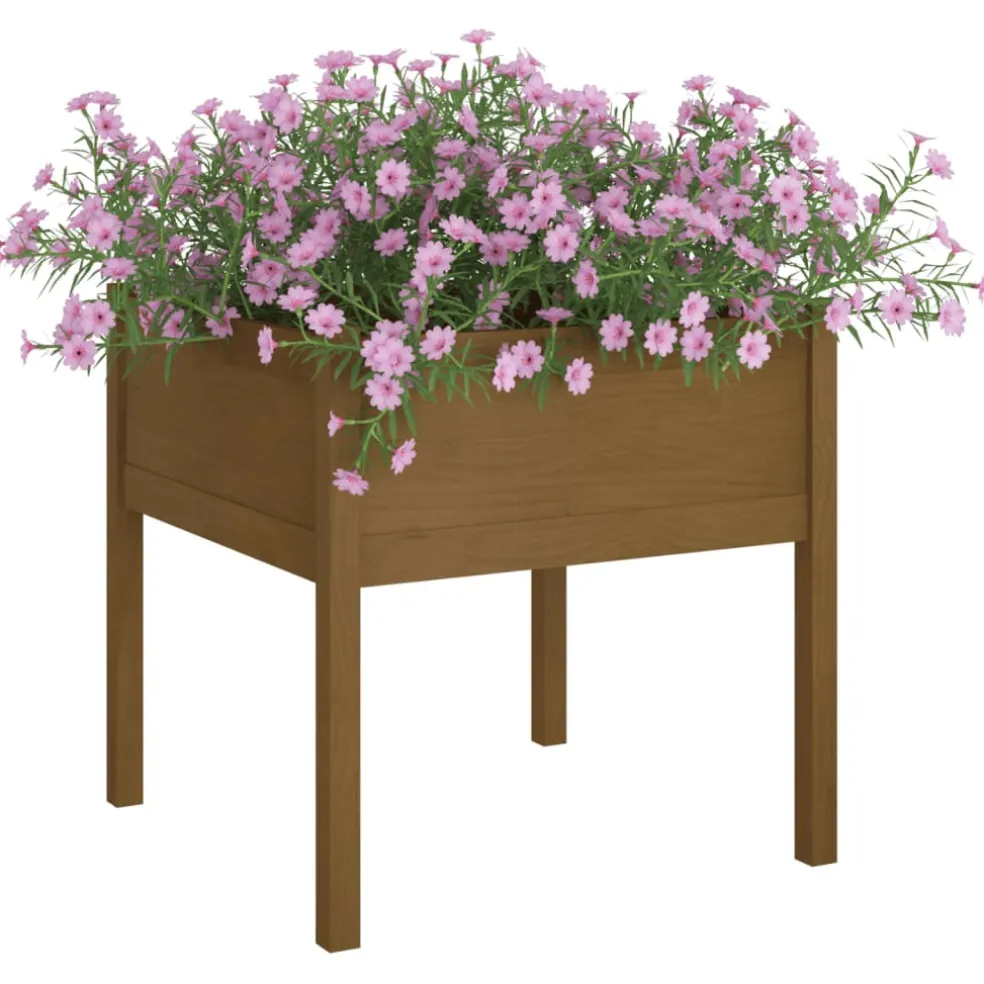 vidaXL Plantenbak 70x70x70 cm massief grenenhout honingbruin