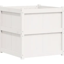 vidaXL Plantenbak 70x70x70 cm massief grenenhout wit
