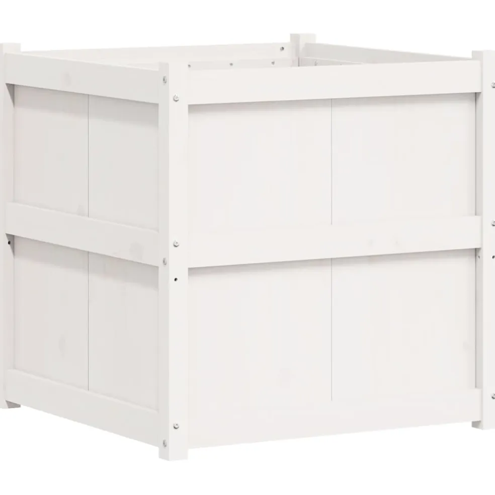 vidaXL Plantenbak 70x70x70 cm massief grenenhout wit