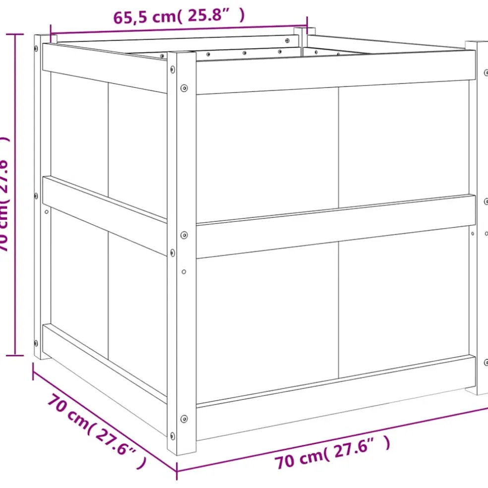 vidaXL Plantenbak 70x70x70 cm massief grenenhout wit