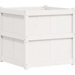vidaXL Plantenbak 70x70x70 cm massief grenenhout wit