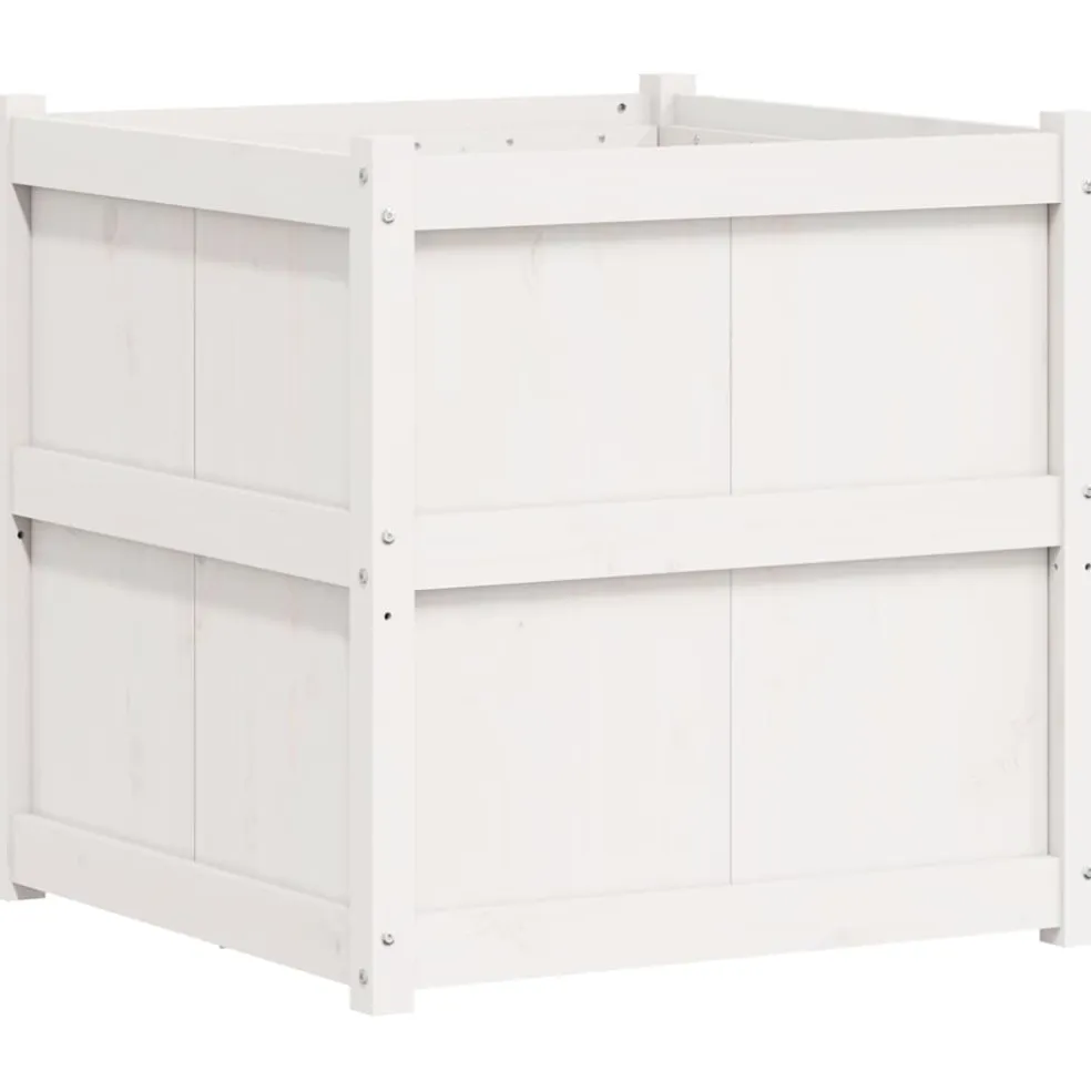 vidaXL Plantenbak 70x70x70 cm massief grenenhout wit
