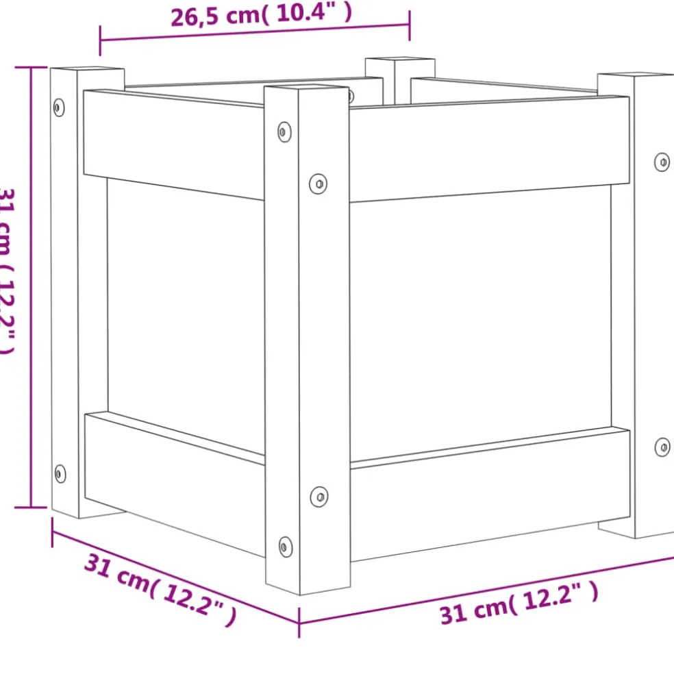 vidaXL Plantenbak 31x31x31 cm massief grenenhout wit