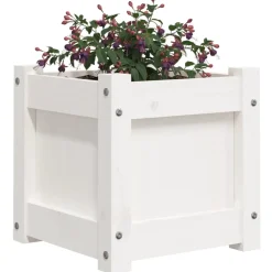 vidaXL Plantenbak 31x31x31 cm massief grenenhout wit