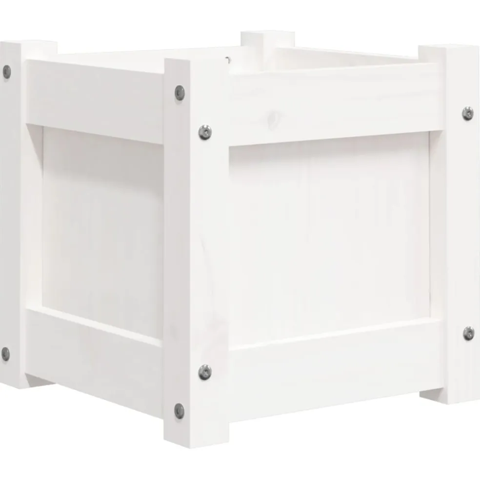 vidaXL Plantenbak 31x31x31 cm massief grenenhout wit