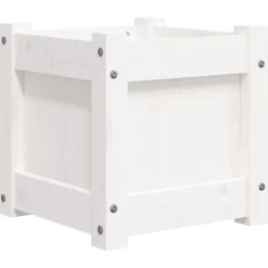 vidaXL Plantenbak 31x31x31 cm massief grenenhout wit