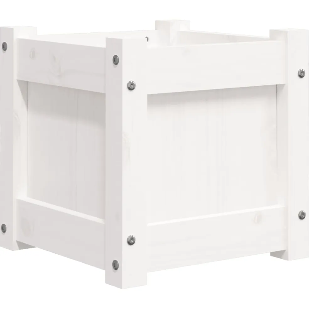 vidaXL Plantenbak 31x31x31 cm massief grenenhout wit