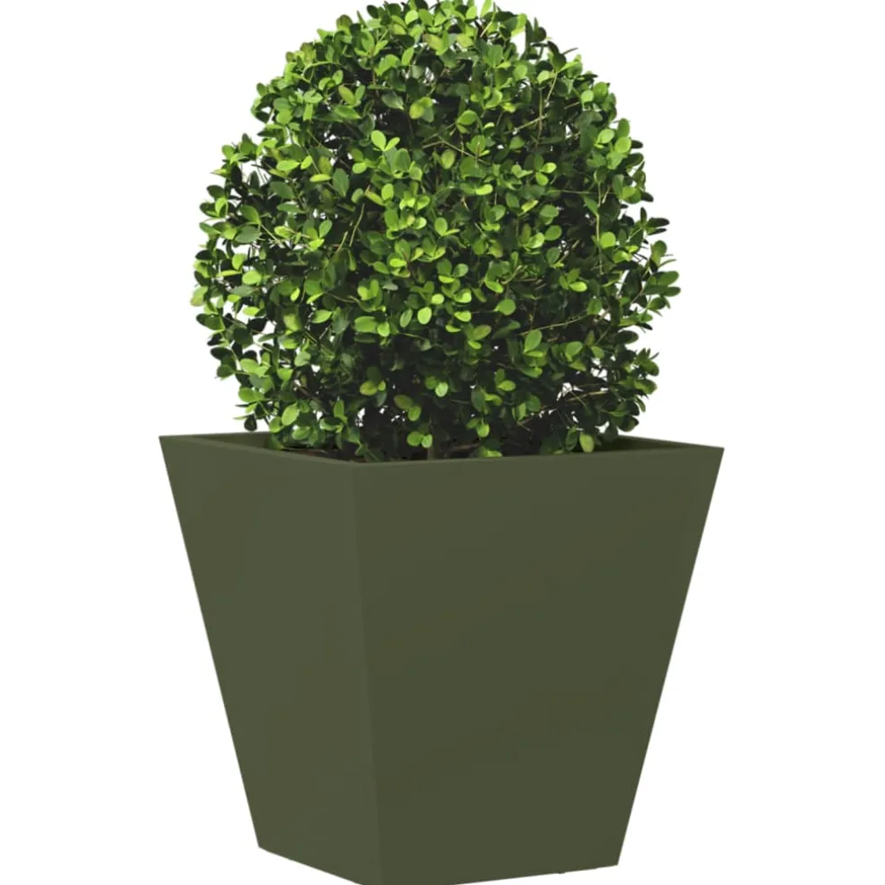 vidaXL Plantenbak 30x30x30 cm staal olijfgroen