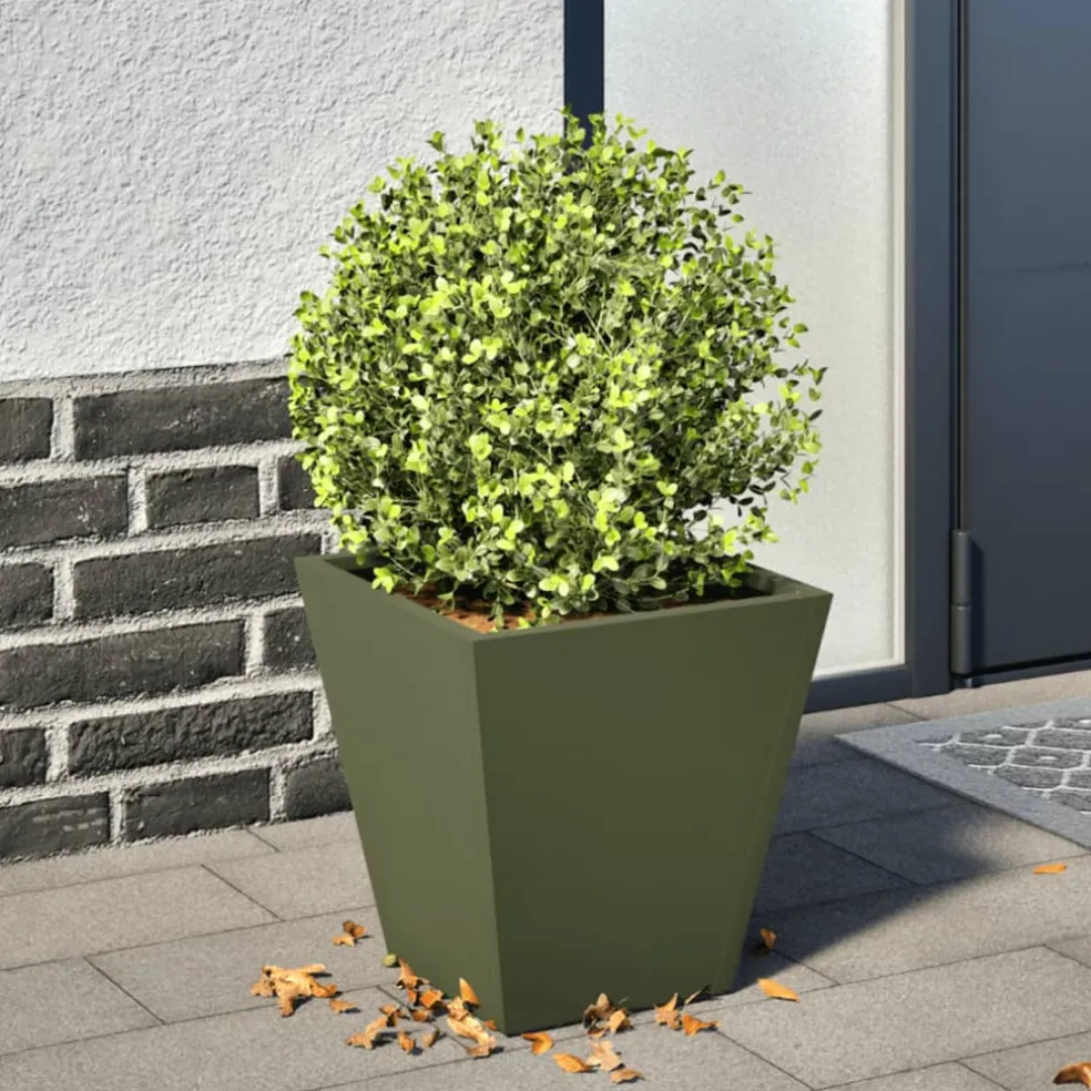 vidaXL Plantenbak 30x30x30 cm staal olijfgroen