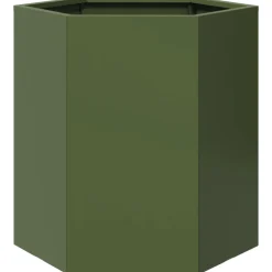 vidaXL Plantenbak zeshoek 46x40x45 cm staal olijfgroen