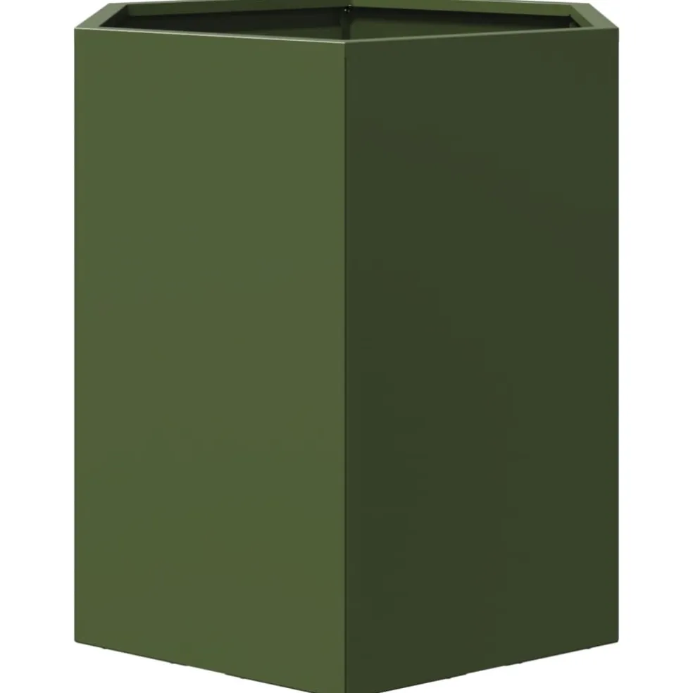 vidaXL Plantenbak zeshoek 46x40x45 cm staal olijfgroen