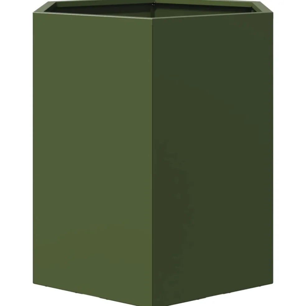 vidaXL Plantenbak zeshoek 46x40x45 cm staal olijfgroen