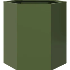 vidaXL Plantenbak zeshoek 46x40x45 cm staal olijfgroen
