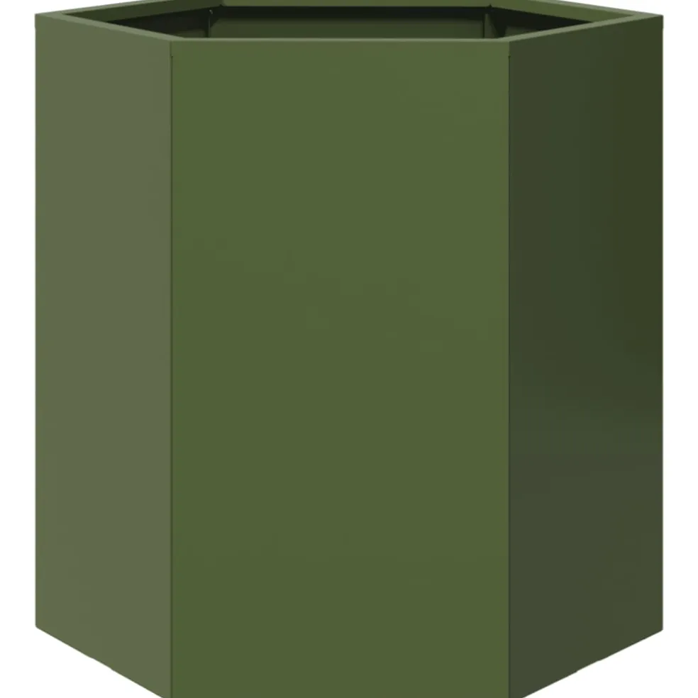 vidaXL Plantenbak zeshoek 46x40x45 cm staal olijfgroen