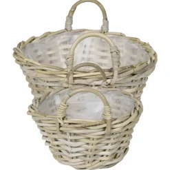 vidaXL Plantenmand met opslag GENDT 2 st Natuurlijk grijs Kubu Rattan