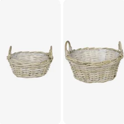 vidaXL Plantenmand met opslag GENDT 2 st Natuurlijk grijs Kubu Rattan