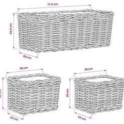 vidaXL Plantenmand met opslag GENDT 3 st Natuurlijk Bruin Kubu Rattan