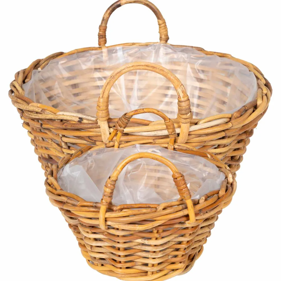 vidaXL Plantenmand met opslag GENDT 2 st Natuurlijk Bruin Kubu Rattan