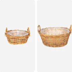 vidaXL Plantenmand met opslag GENDT 2 st Natuurlijk Bruin Kubu Rattan