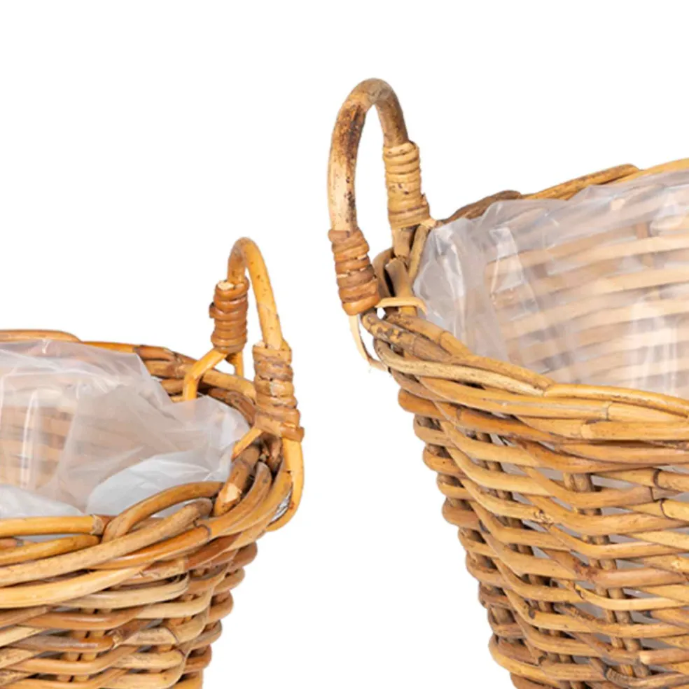 vidaXL Plantenmand met opslag GENDT 2 st Natuurlijk Bruin Kubu Rattan
