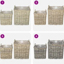 vidaXL Plantenmand met opslag GENDT 2 st Natuurlijk grijs Kubu Rattan