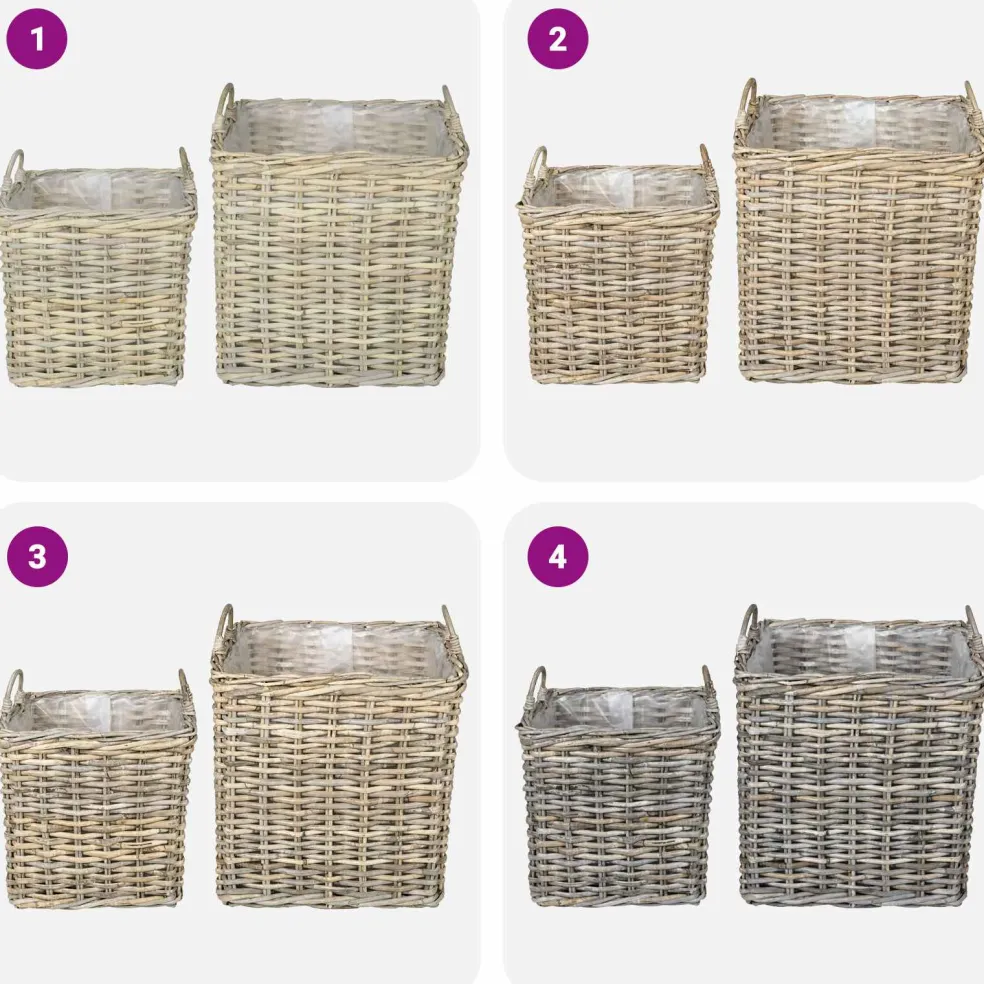 vidaXL Plantenmand met opslag GENDT 2 st Natuurlijk grijs Kubu Rattan