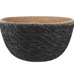 vidaXL Plantenpot met handvatten Zwart Ø 22 x 20 cm 100% Zeegras