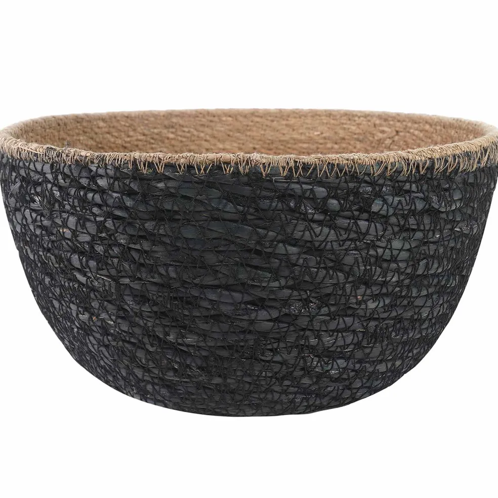 vidaXL Plantenpot met handvatten Zwart Ø 22 x 20 cm 100% Zeegras