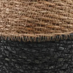 vidaXL Plantenpot met handvatten Zwart Ø 22 x 20 cm 100% Zeegras