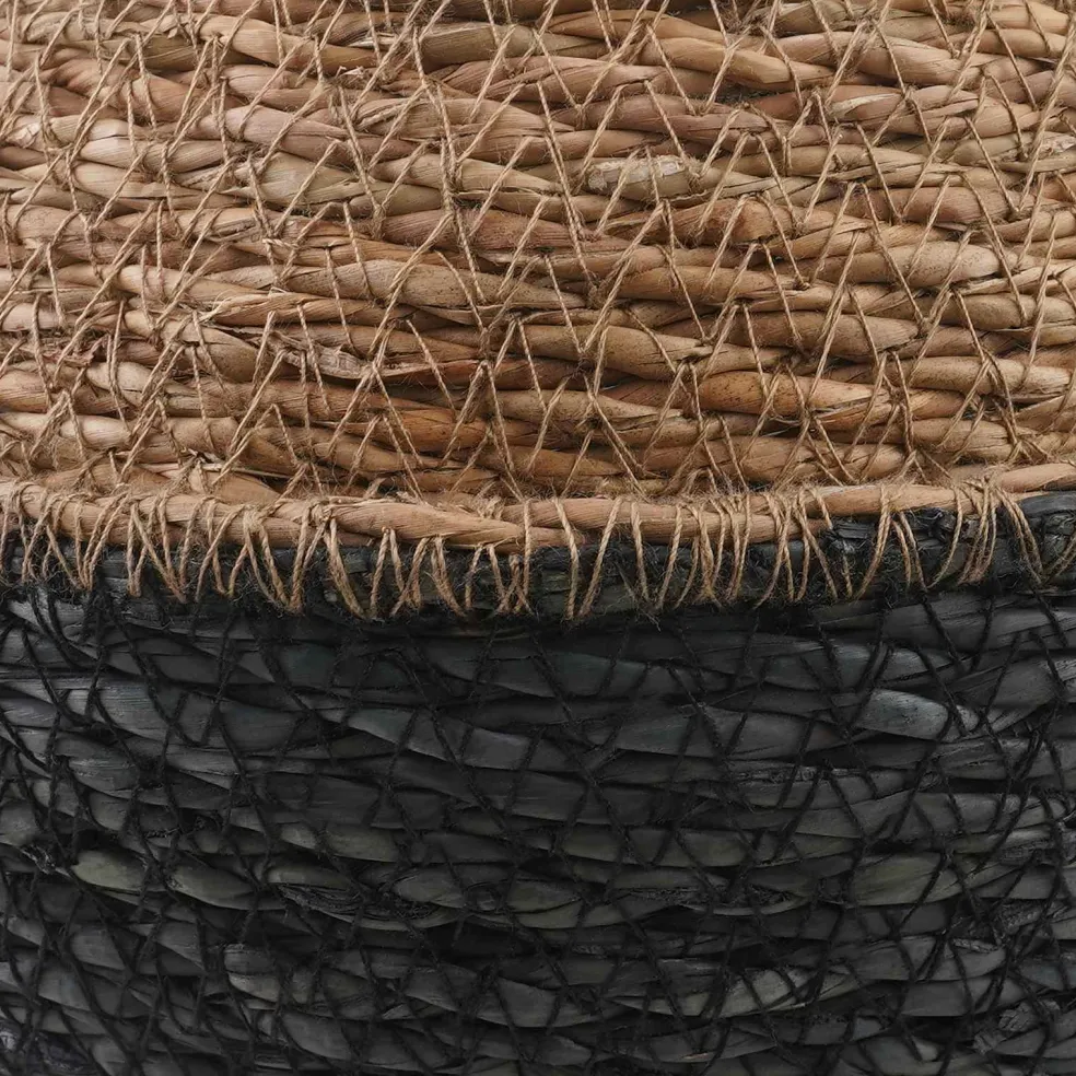 vidaXL Plantenpot met handvatten Zwart Ø 22 x 20 cm 100% Zeegras