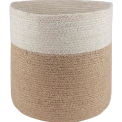 vidaXL Plantenpot Set 2 st Natuurlijk en Wit Ø 28 x 28 cm