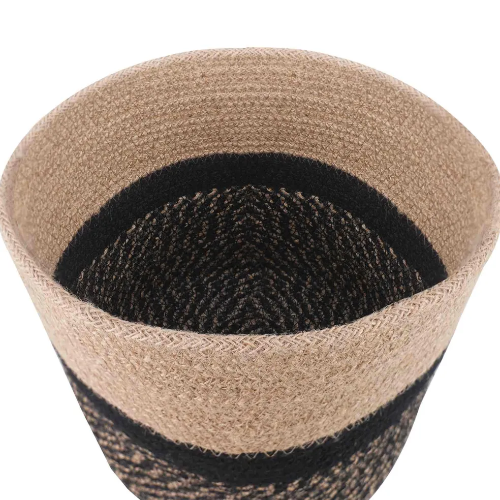 vidaXL Plantenpot Set 2 st Naturel en Zwart Ø 28 x 28 cm