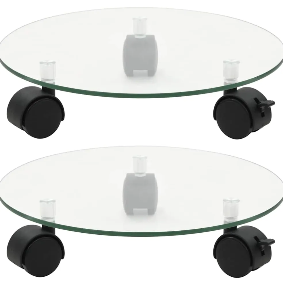 vidaXL Plantenrollers rond 28 cm gehard glas 2 st