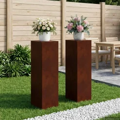 vidaXL Plantenstandaard 2 pcs Roestkleurig 30 x 30 x 100 cm