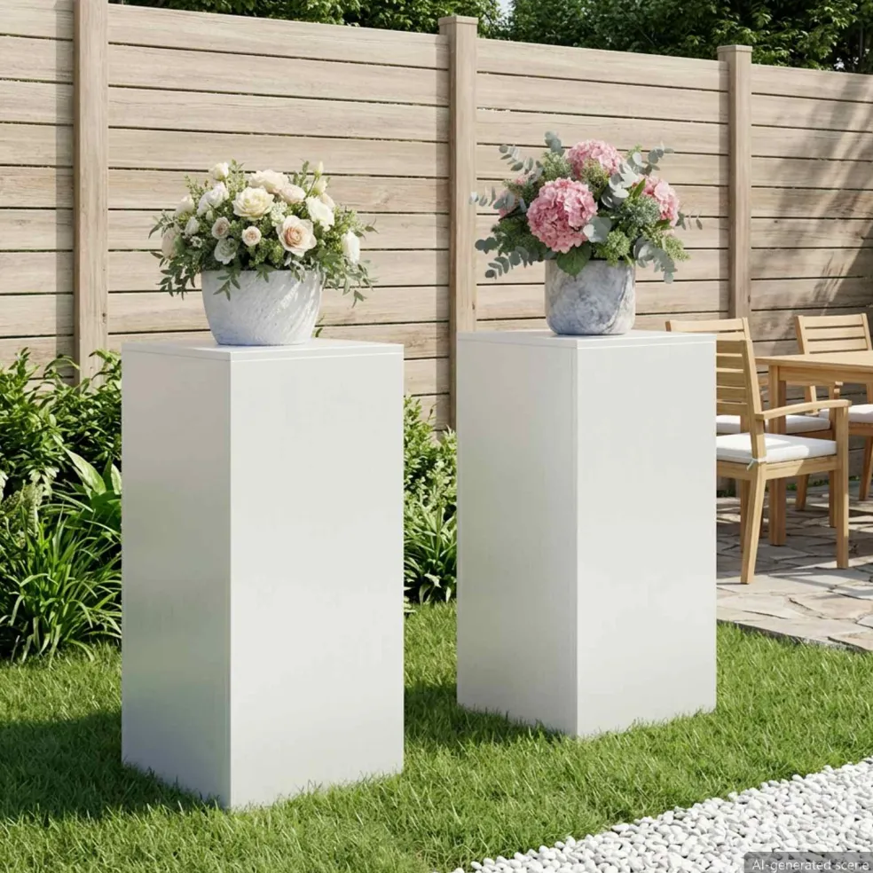 vidaXL Plantenstandaard 2 pcs Wit 40 x 40 x 80 cm Staal