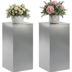 vidaXL Plantenstandaard 2 pcs zilver 40 x 40 x 80 cm Roestvrij staal