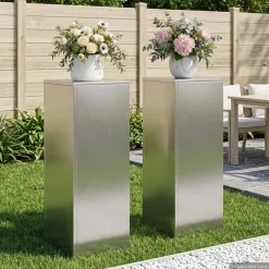 vidaXL Plantenstandaard 2 pcs zilver 30 x 30 x 80 cm Staal