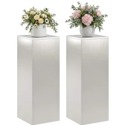 vidaXL Plantenstandaard 2 pcs zilver 30 x 30 x 80 cm Staal