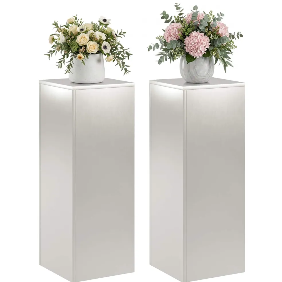 vidaXL Plantenstandaard 2 pcs zilver 30 x 30 x 80 cm Staal