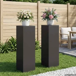 vidaXL Plantenstandaard 2 pcs Zwart 30 x 30 x 100 cm Staal